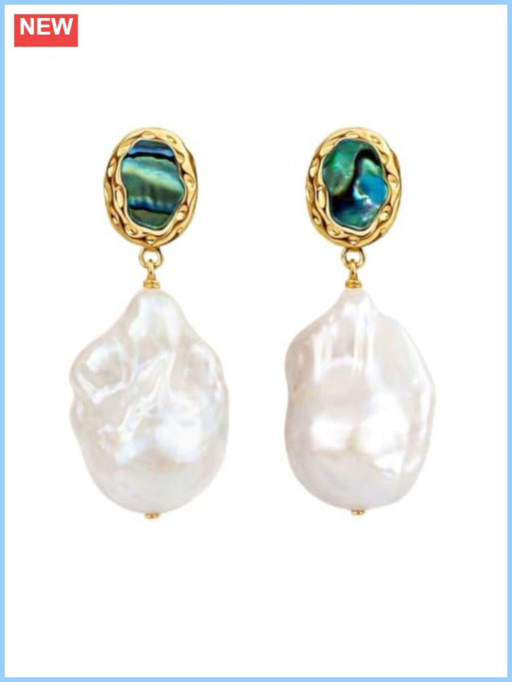 14k Gold Plated 925 Sterling Silver Baroque Pearl Drop Earrings - Picture 1 of 6